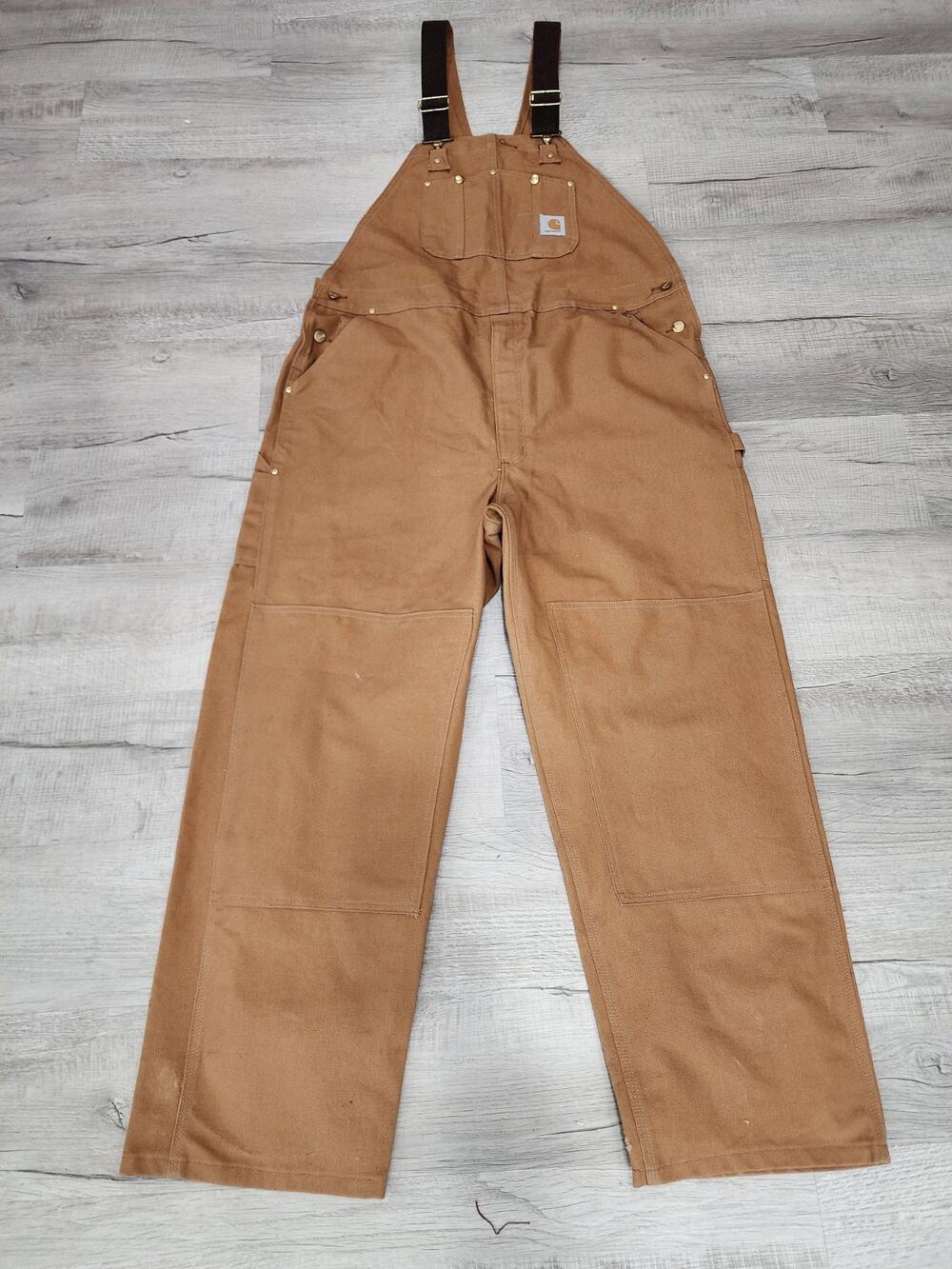 Carhartt R01 BRN Overalls Men Cotton Duck Bib 44x32